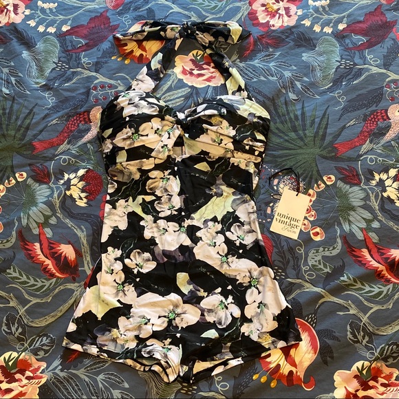Unique Vintage Other - Unique Vintage Flower Halter Swimsuit